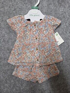Little Planet Baby Two Piece Floral Short Set 3 Months Organic Cotton Nwt